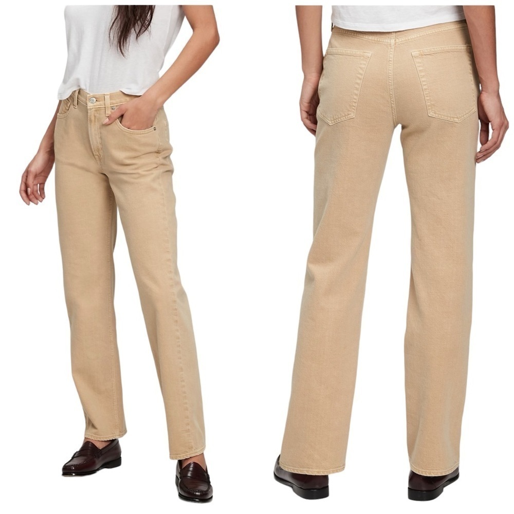 GAP Mid Rise '90s Loose Low Stretch Jeans with Washwell in Khaki Tan